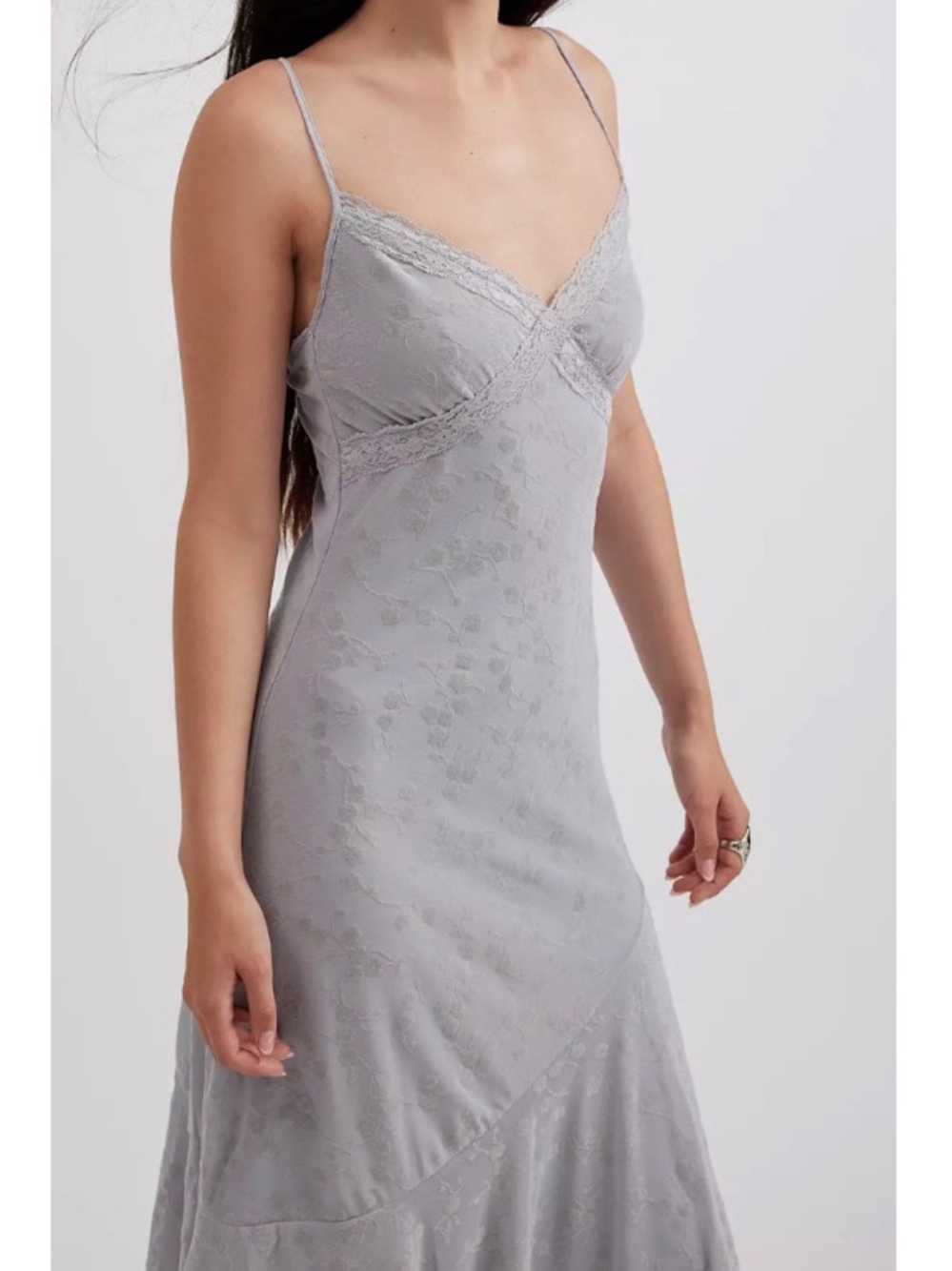 URBAN OUTFITTERS grey motel Devon Asymmetric midi dress - Picture 2 of 9